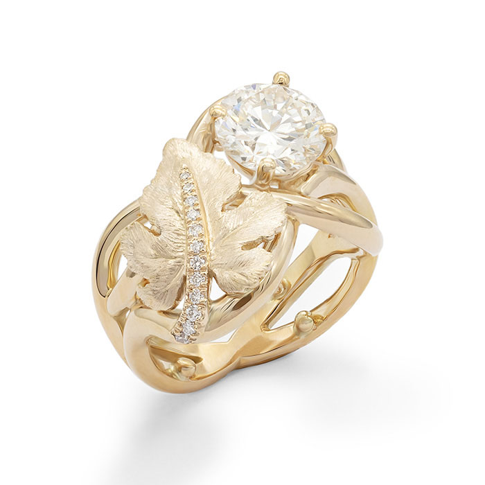 Bague feuilles de vigne sur mesure