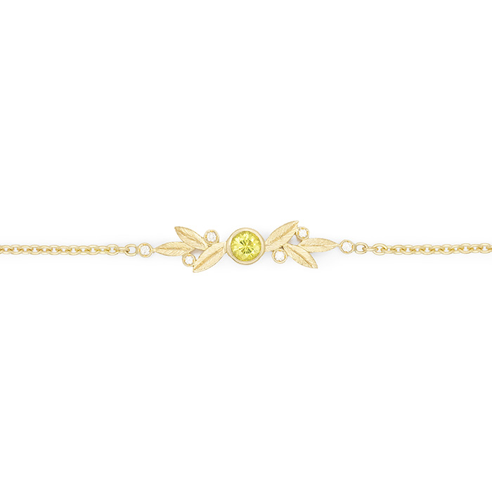 bracelet-chaine-feuilles-olivier-or-jaune-chrysoberyl-diamants-103534