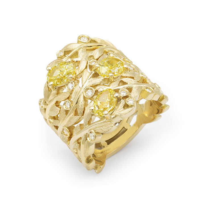 Bague trio de branches d'olivier
